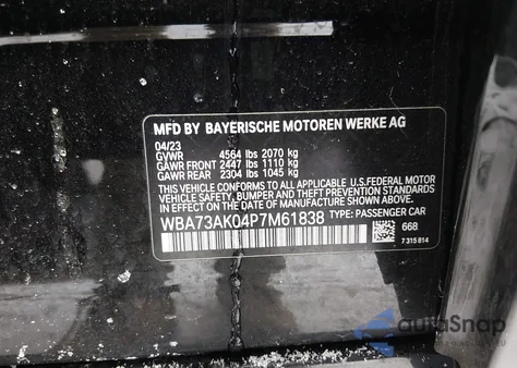 2023 BMW 228 Gran Coupe I xDrive z USA, uszkodzony, nr VIN WBA73AK04P7M61838